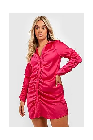 Boohoo Plus Satin Ruched Mini Dress