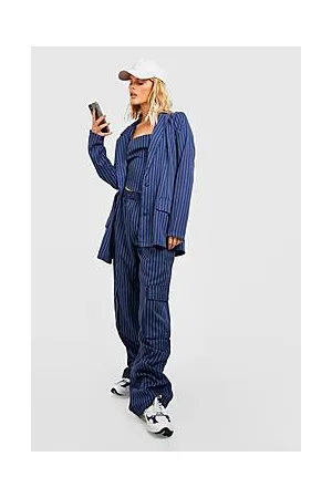 Boohoo Pinstripe Relaxed Fit Cargo Trousers