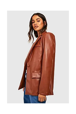 Boohoo Leather Look Oversized Mansy Blazer