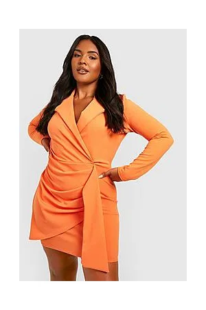 Boohoo Plus Ruched Side Wrap Blazer Dress
