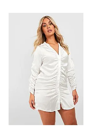 Boohoo Plus Satin Ruched Mini Dress