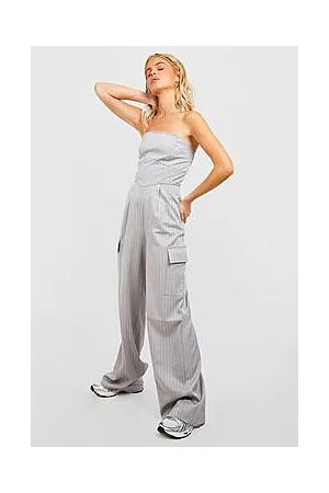 Boohoo Bandeau Cargo Pocket Wide Leg Jumpsuit