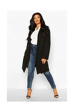 Boohoo Plus Heavy Wool Look Wrap Duster Coat