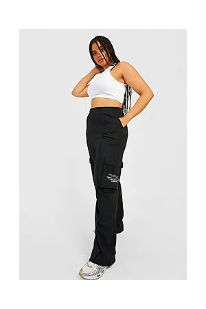 Boohoo Plus Text Print Wide Leg Cargo Jogger