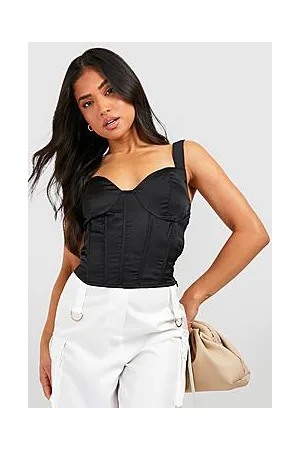 Boohoo Petite Seam Detail Satin Corset Top