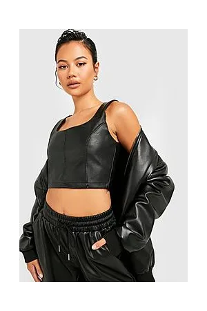 Boohoo Petite Pu Seam Detail Corset Top