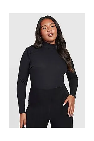 Boohoo Plus Rib High Neck Bodysuit