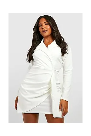 Boohoo Plus Ruched Side Wrap Blazer Dress