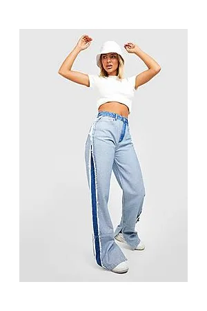 Boohoo Mid Rise Outer Seam Detail Boyfriend Jeans