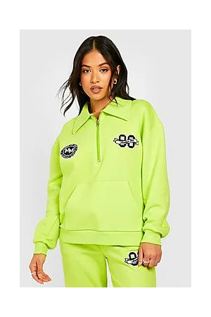 Boohoo Petite Half Zip Embroidered Sweatshirt