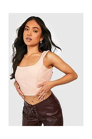 Boohoo Petite Pu Seam Detail Corset Top
