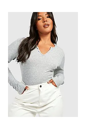 Boohoo Plus Rib Popper Front Bodysuit