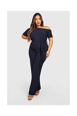 Boohoo Plus Woven Off Shoulder Jumpsuit