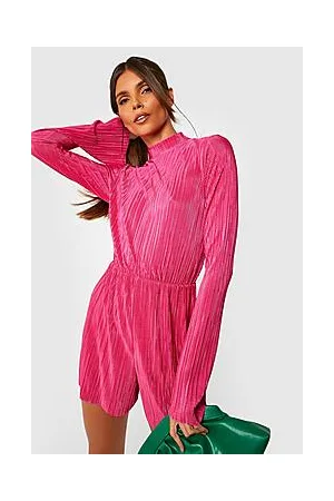 Boohoo Plisse Flare Sleeve Playsuit
