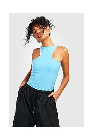 Boohoo Double Layer Slinky Extreme Racer Crop Top