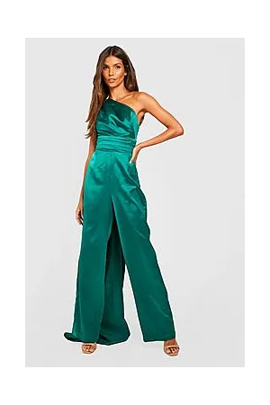 Boohoo Satin Cape Wide Leg Jumpsuit