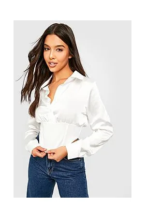 Boohoo Satin Corset Detail Shirt