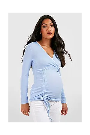 Boohoo Maternity Rib Ruched Long Sleeve T-shirt