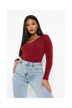 Boohoo Plus Scoop Neck Long Sleeve Bodysuit