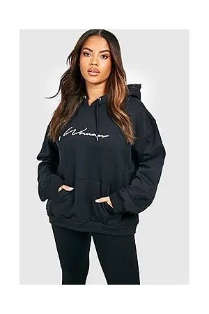 Boohoo Plus Embroidered Woman Script Hoodie