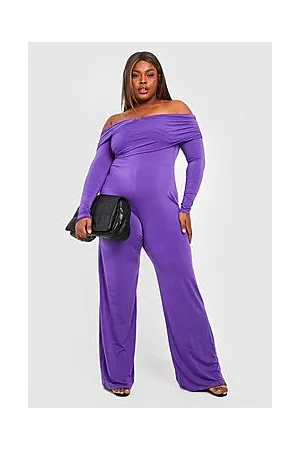 Boohoo Plus Slinky Off Shoulder Jumpsuit