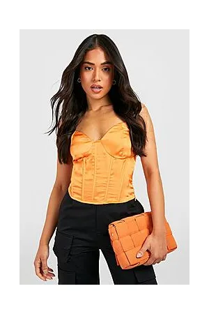 Boohoo Petite Seam Detail Satin Corset Top