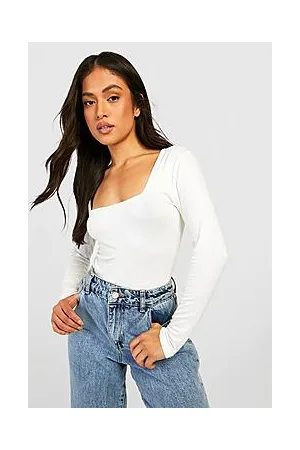 Boohoo Petite Basic Long Sleeve Square Neck Bodysuit