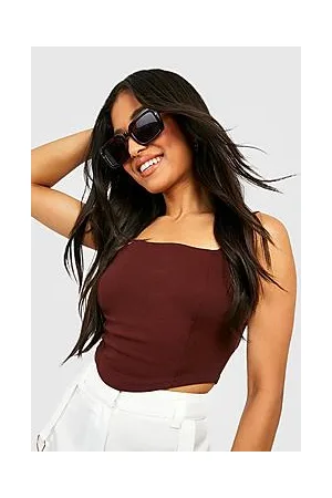 Boohoo Petite Dip Hem Square Neck Corset Top