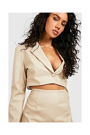 Boohoo Leather Look Cropped Blazer