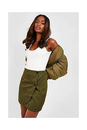 Boohoo Pinstripe Wrap Over Mini Skirt