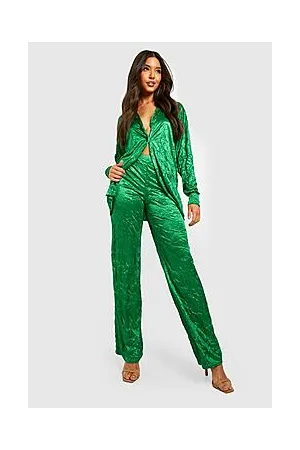 Boohoo Textured Satin Wide Leg Trousers
