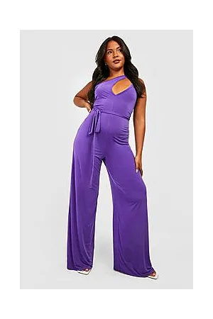 Boohoo Plus Slinky Cut Out Belted Jumpsuit