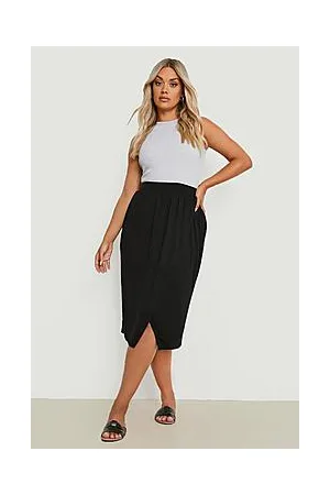 Boohoo Plus Jersey Wrap Midi Skirt