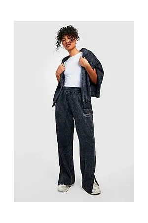 Boohoo Acid Wash Split Hem Straight Leg Jogger