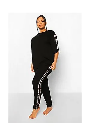 Boohoo Plus Leopard Side Stripe Loungewear Set