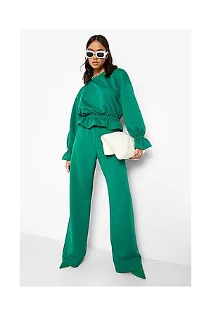 Boohoo Quilted Relaxed Fit Wide Leg Trousers