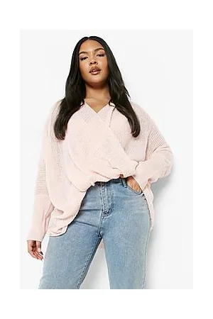 Boohoo Plus Wrap Front Knitted Jumper