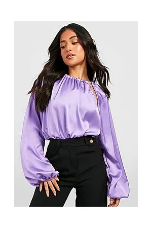 Boohoo Petite Cut Out Satin Long Sleeve Bodysuit