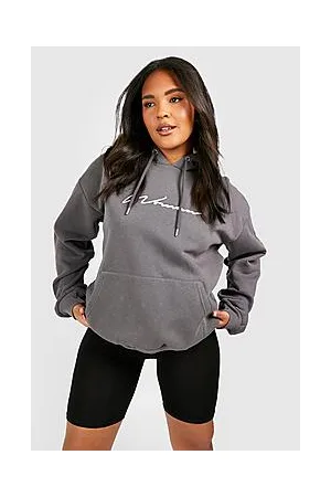 Boohoo Recycled Plus Embroidered Woman Script Hoodie