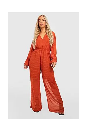 Boohoo Plus Large Dobby Wide Leg Jumpsuit