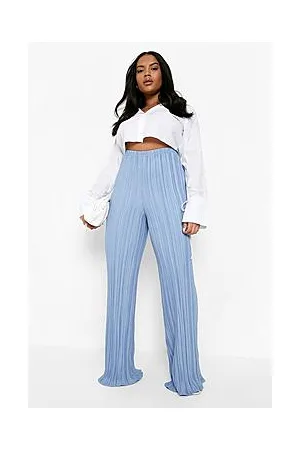 Boohoo Plus Plisse Wide Leg Trousers