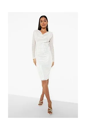 Boohoo Sequin Cowl Neck Midi Party Dress