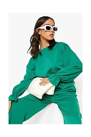 Boohoo Quilted Pep Hem Sweatshirt