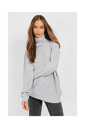 Boohoo Oversized Roll Neck Rib Knitted Jumper