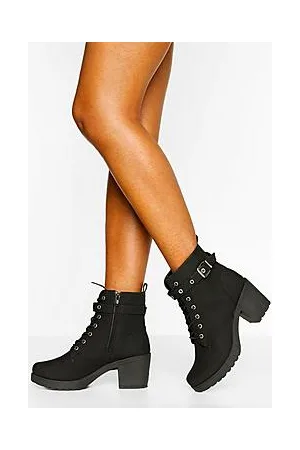 Boohoo Buckle Lace Up Chunky Hiker Boots