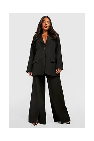 Boohoo Plus Woven Tailored Split Wide Leg Trousers