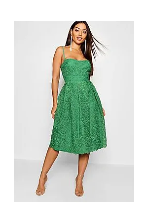 Boohoo Boutique Embroidered Strappy Midi Skater Dress