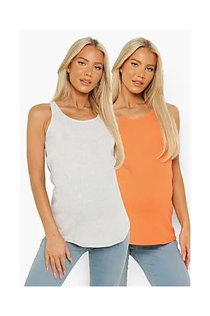 Boohoo Maternity Rib Scoop Neck Vest 2 Pack