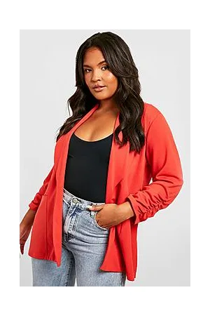 Boohoo Plus Lapel Detail Ruched Sleeve Blazer