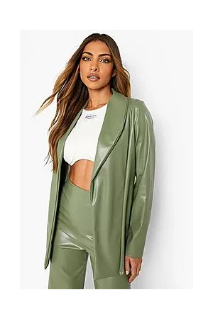 Boohoo Mix & Match Leather Look Fitted Blazer